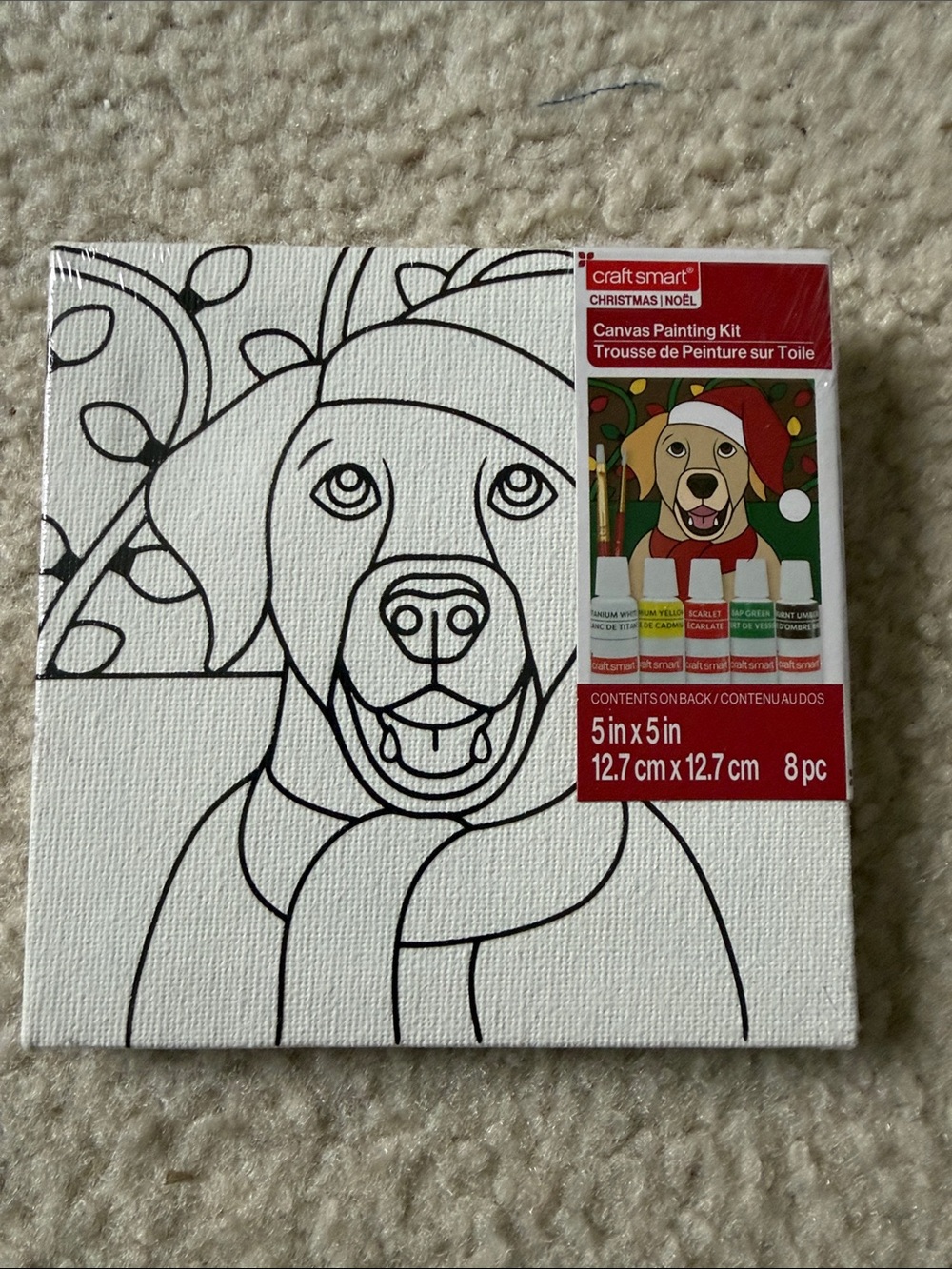 Holiday Dog Canvas Painting Kit - White